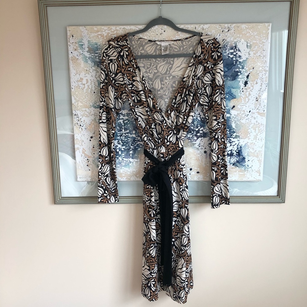 DVF Diane Von Furstenberg Silk Floral Wrap Dress